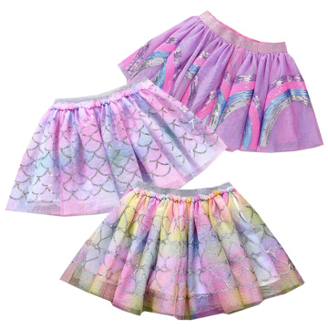 Princess Mesh Sequins Skirts Tutus Girls Baby Skirts Children Clothes Girls Tutu Skirts Puff Princess Skirt Kids Costume 3 Layer