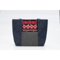 Yi-Stil Ormangülü İşlemeli Denim Tote Çanta