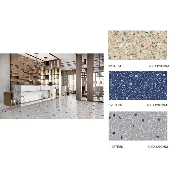 Grey Marble and Stone Terrazzo Ceramic Tile 600x1200 for Floor and Wall in Italy Design