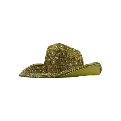 Shiny Gold Rhinestone Bucket Hat - Halloween Party Jazz Dance Accessory