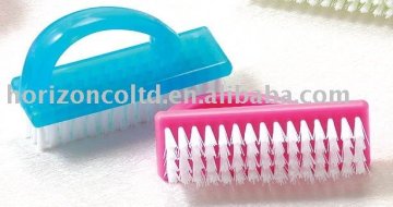 Nail brush with plastic handle