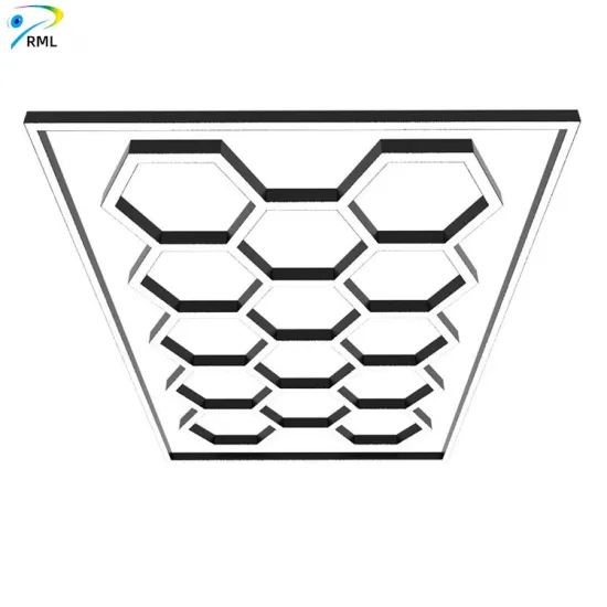 2400x4800mm Hexagonal LED Ceiling Lights for Car Shops and Garages - Honeycomb Design