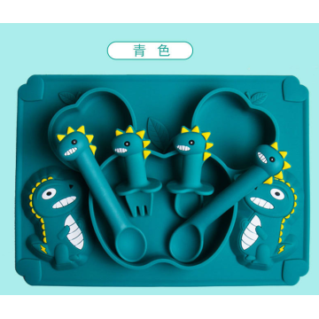 食器洗い機のセーフな恐竜シリコーンワンピース分割プレート