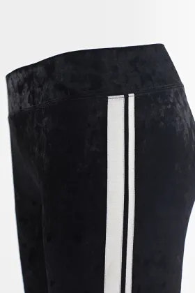 Black velvet slim trousers jogger pants