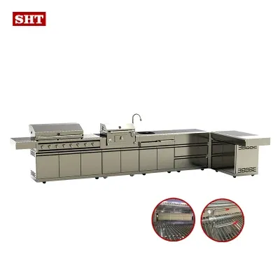 New Designs Commercial L Shape Outdoor Kitchen Island Grill Barbeque Grill