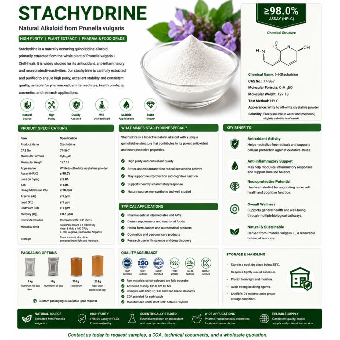 Ingrediente de estaquidrina HCl de alta pureza