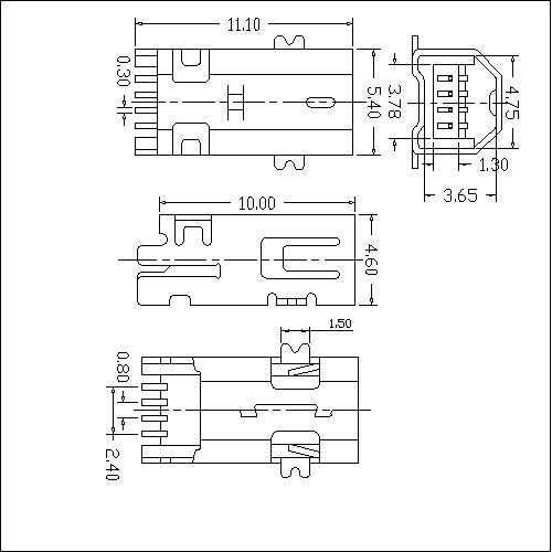 NUFM02 2 Mini USB 4P Receptacle SMT B Type 