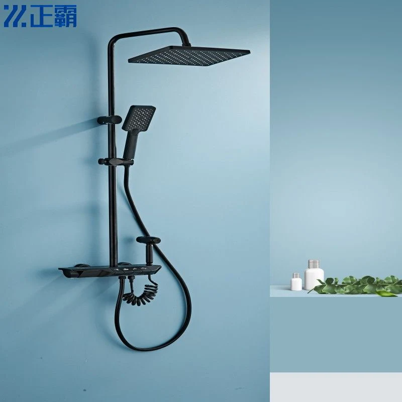 6820 Black Contemporary 5 Function Aluminum Piano Keys Bathroom Shower Set2