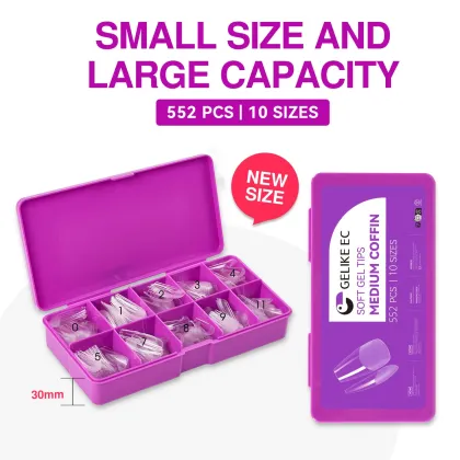 Soak Off Long Coffin Full Cover Nail Tips Artificial Fingernails