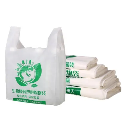Full Biodegradable Plastic Bags Supermarket Shopping Bagstakeaway Packaging Bags