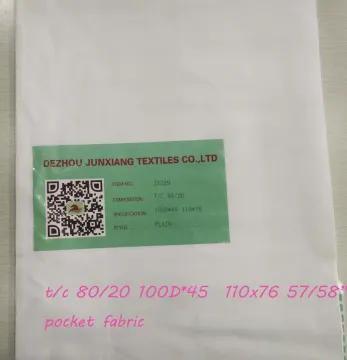 80 polyester 20 cotton fabric 45s 110x76 100gsm pocket lining fabric