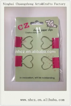 Red Heart Shaped Pink Binder Clips
