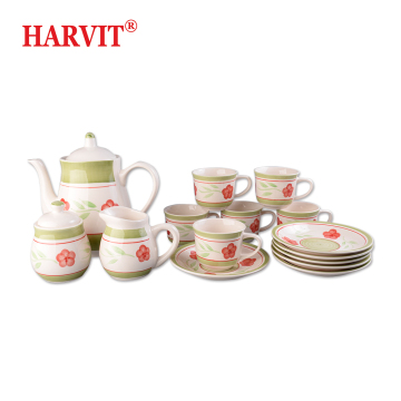 Antique Tea Pot and Ceramic Cup Sets with Stands