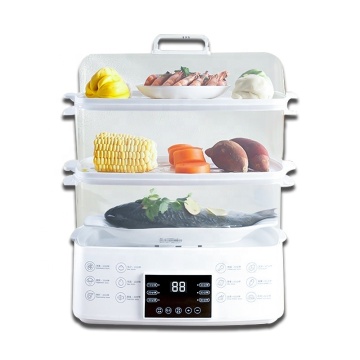 Large Capacity Transparent Smart Electric Stackable 3 Tiers Food Steamer for Shrimp