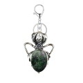 Ruby zoisite 13X18mm Cabs Antique Silver Alloy Spider Pendant Necklace 45cm Black Cord