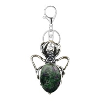 Ruby zoisite 13X18mm Cabs Antique Silver Alloy Spider Pendant Keychain