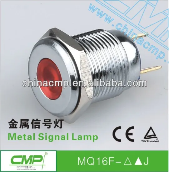 Thread diameter 16mm chrom plated brass waterproof metal pilot light ip67