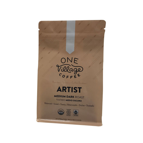 Indywidualna biodegradowalna torebka na dno na kawę
