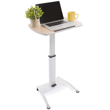 Pneumatic Gas Lift Height Adjustable Sit Stand Rolling Laptop Riser Desk