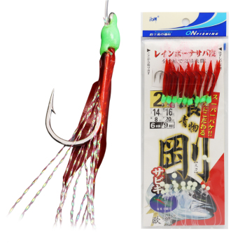 OUNA Red Skin Fish Luminous Sabiki Rigs for Saltwater Sea Fishing