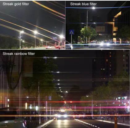 Blue Gold Chromatic Streak Lens Filter for Custom 37-82mm Cinema Camera