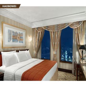 Modern Teak Wood Bed Designs with Simple Hotel Furniture and Bedside Tables