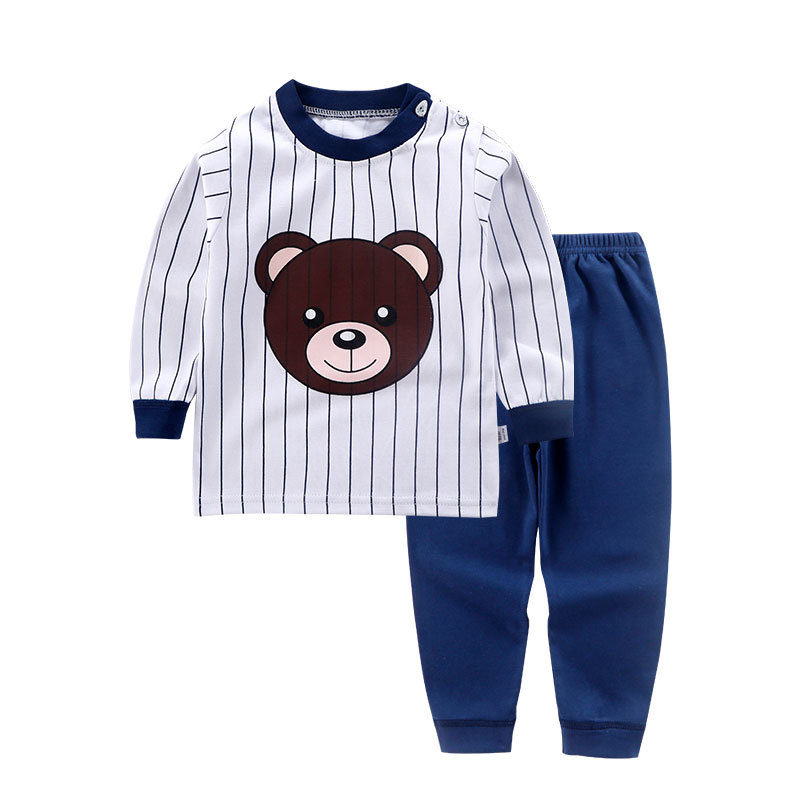 New 2020 Kids Boys Pajama Sets Cartoon Print Long Sleeve O-Neck T-Shirt Tops with Pants Newborn Baby Girls Autumn Sleeping Cloth