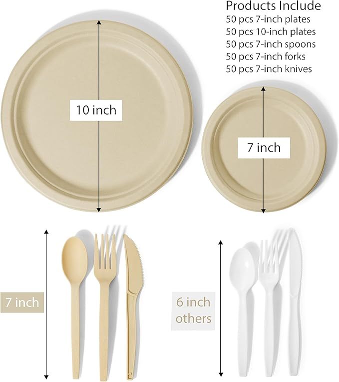 ALPIO 250 Piece Compostable Dinnerware Set