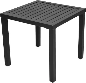 Black Metal Side Table - Indoor/Outdoor Small Square End/Patio Coffee Table