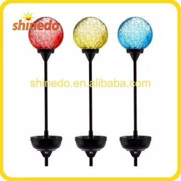 Cracked Glass ball led outdoor walkway pathway decorative lawn stake solar garden light