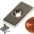 N42 Small Bar Magnet 1x1/2x1/8" w/ One #6 Countersunk Hole Fastener Magnet made of Neodymium Magnet