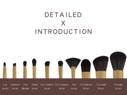 10 Piece Wood Goat Hair Makeup Brushes Suit