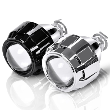 2.5 Inch Universal Bi Xenon HID Projector Lens with H1 HID Bulb for H4 H7 Motorcycle Car Headlight (Silver Black Shroud)
