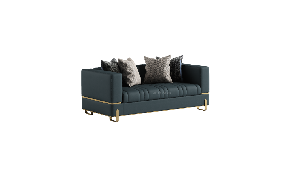 Sofá, sofá tapizado de cuero de cuero real de 2 plazas