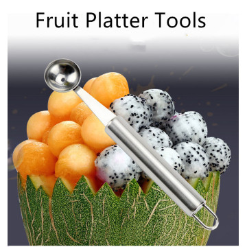 Kitchen Stainless Steel Fruit Platter Tools Carving Knife Watermelon Digging Ball Spoon Cut Fruit Tools Kitchen Stuff