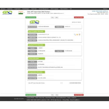 Extrusora Paletizing Line India Importar datos de muestra