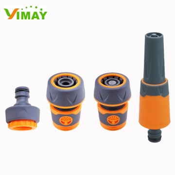 3/4\" 4 Piece Plastic Hose Connector Set with TPR Coating for Garden Tools