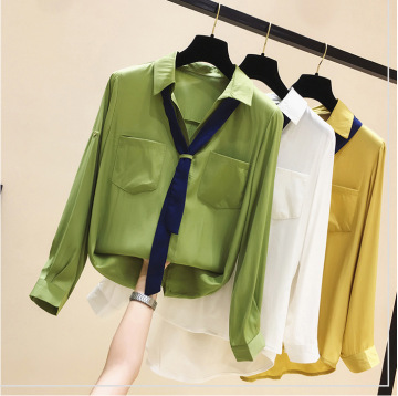 sleeve thin long vintage port chiffon shirt