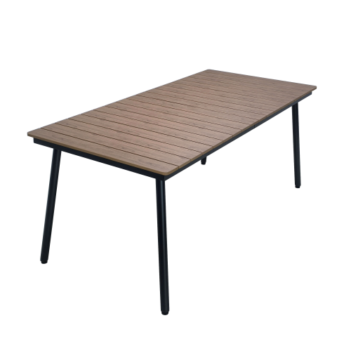 Iron-Plastic Wood Outdoor Table in Dark Gray