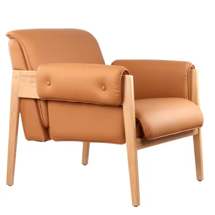 Solid wood and leather casual sofa chair