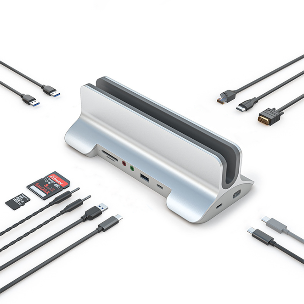 12 port usb c hub dengan bicu 3.5mm