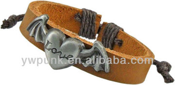 Wholesale china supplier adjustable real cow leather wrap bracelet bracelets chriopter cross bracelet wristband cuff