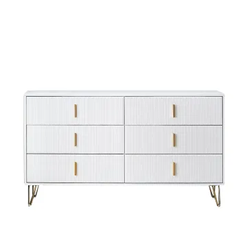 Light Luxury Sideboard Cabinets: 6 Drawer Wooden Chest of Drawers