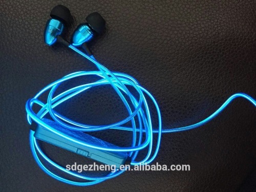 cool novel EL earphone with flashing light el earphone led bling light earphones