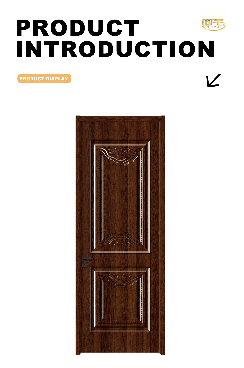 Dark Spliced Wood Carved Interior Timber Door X
