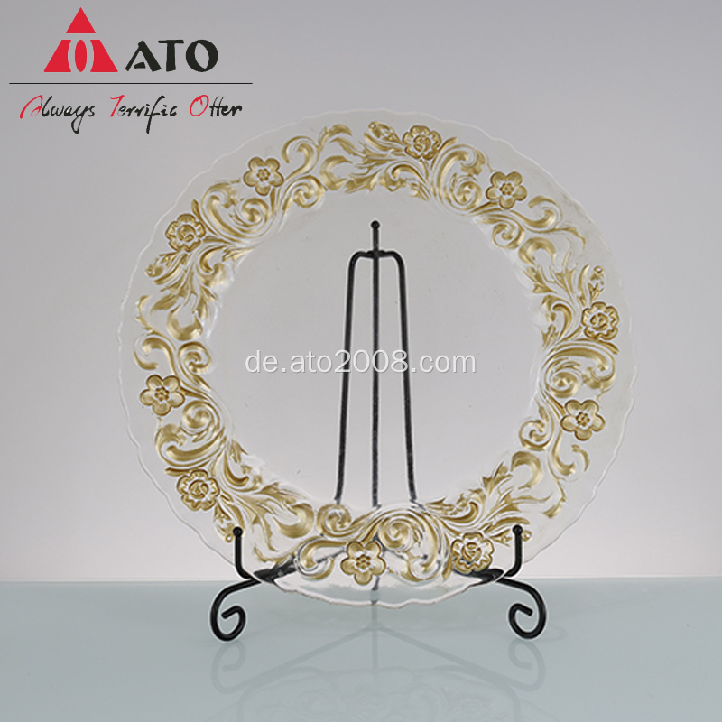 Gold Blumenmuster Glas Ladeplatten für Hochzeit