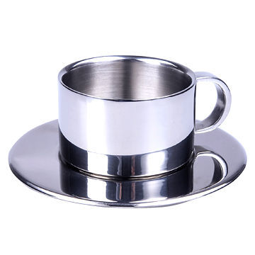 180mL Stainless Steel Double-walled Coffee Cup with Saucer