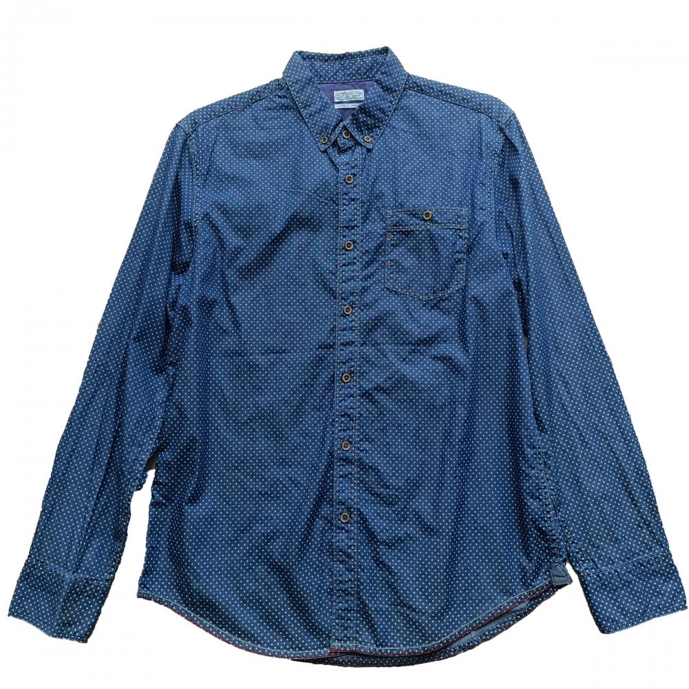 Chemise à imprimé pigment masculin en indigo