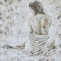 魅惑的な女の子入浴油画壁の芸術