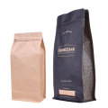 Biodegradable Comficed Coffee Packaging Kraft Paper Kantong Bawah dengan Ritsleting &amp; Katup